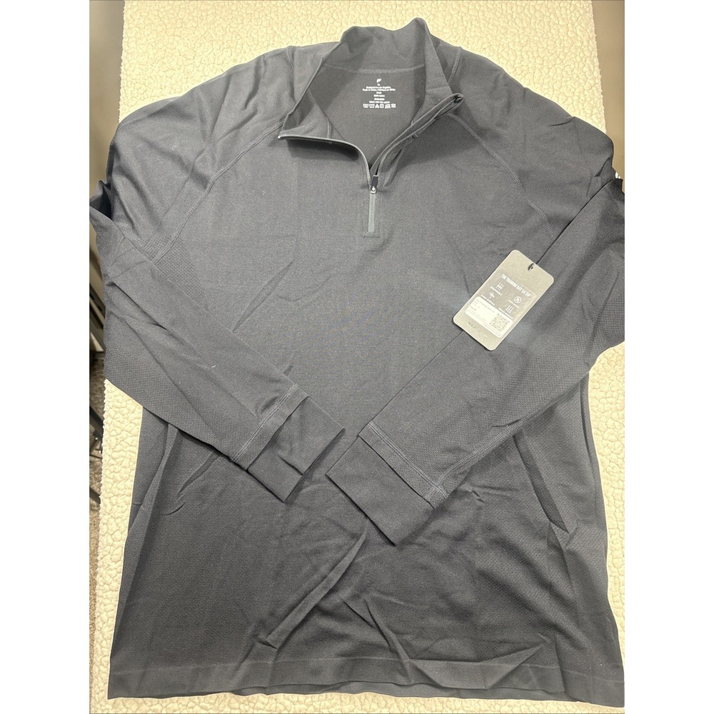 Fabletics Shirt Men's XL Black Long Sleeve Training Day 1/4 Quarter Zip NWT